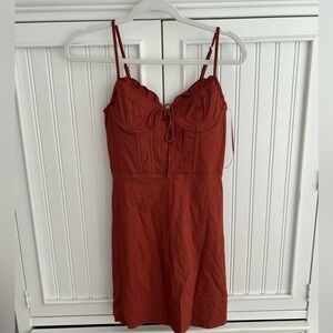 Altar’d State Corset Top Burnt Orange Mini Dress